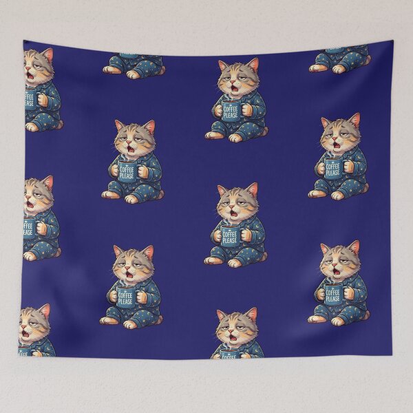 Item preview, Tired Sleepy Cat Coffee Please Morning Mood designed and sold by digitalbob60.