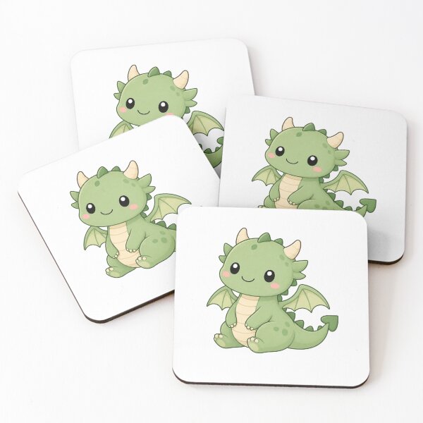 Item preview, Cute Kawaii Baby Dragon Adorable Sitting Green Monster designed and sold by Seculinator.