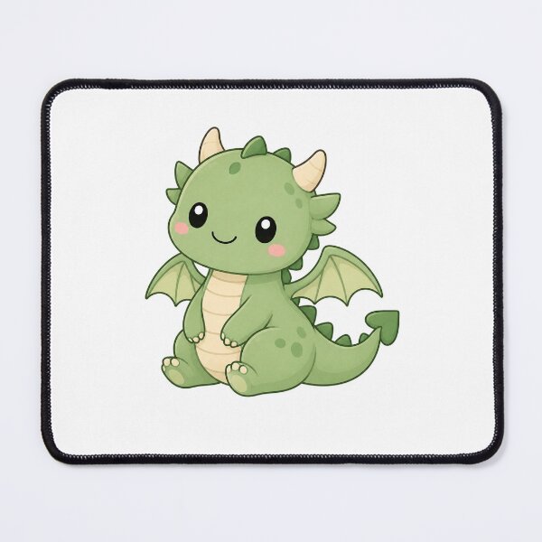 Item preview, Cute Kawaii Baby Dragon Adorable Sitting Green Monster designed and sold by Seculinator.