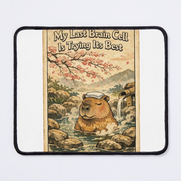 Item preview, My Last Brain Cell Capybara Japanese Ukiyo-e designed and sold by Print Loft.