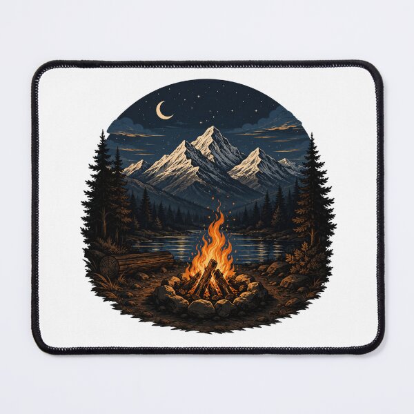 Item preview, Mountain campsite under starry sky designed and sold by Side Quest Co..