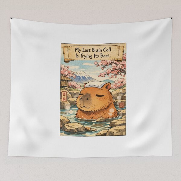 Item preview, My Last Brain Cell Capybara Onsen Vintage designed and sold by Print Loft.