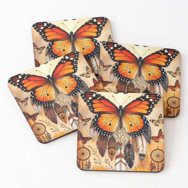 Item preview, Monarch Butterfly Dreamcatcher Art | Boho Feather Sunflower Nature Design designed and sold by GalleryPeak.