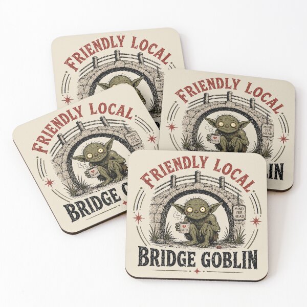Item preview, Friendly Local Bridge Goblin Retro Cryptid Coffee designed and sold by POD DYNASTY.