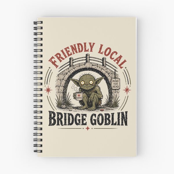 Item preview, Friendly Local Bridge Goblin Retro Cryptid Coffee designed and sold by POD DYNASTY | Original Print On Demand T-Shirt Graphics.