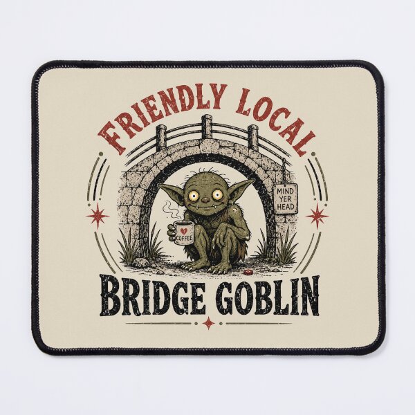 Item preview, Friendly Local Bridge Goblin Retro Cryptid Coffee designed and sold by POD DYNASTY.