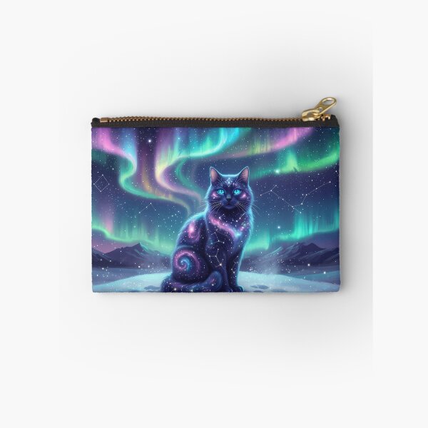Item preview, Galaxy Cat Under Northern Lights Fantasy Space designed and sold by RkskArt.