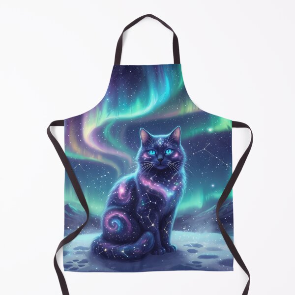 Item preview, Galaxy Cat Under Northern Lights Fantasy Space designed and sold by RkskArt.