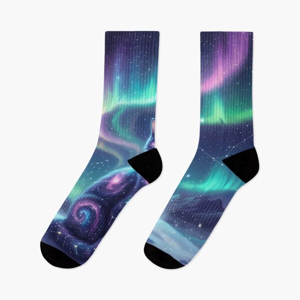 Item preview, Galaxy Cat Under Northern Lights Fantasy Space designed and sold by RkskArt.