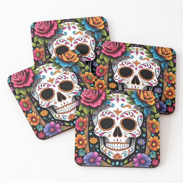 Item preview, Day of the Dead Sugar Skull and Flowers designed and sold by BeautifulVibe.