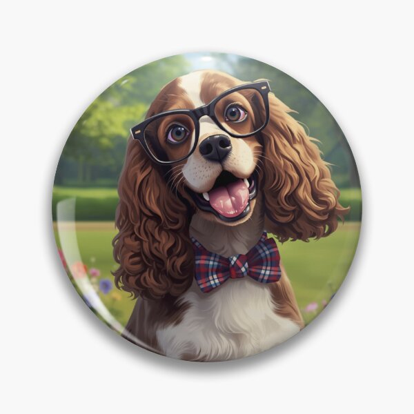 Item preview, A happy summer cocker spaniel among flowers with a butterfly on its neck designed and sold by Kolibra.