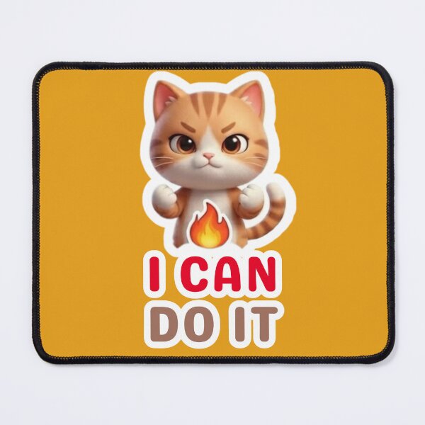 Item preview, I Can Do It! Cute Chibi Cat Motivational Quote designed and sold by Opie-Adn.