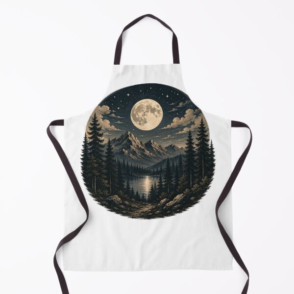Item preview, Moonlit forest and mountain landscape designed and sold by Side Quest Co..
