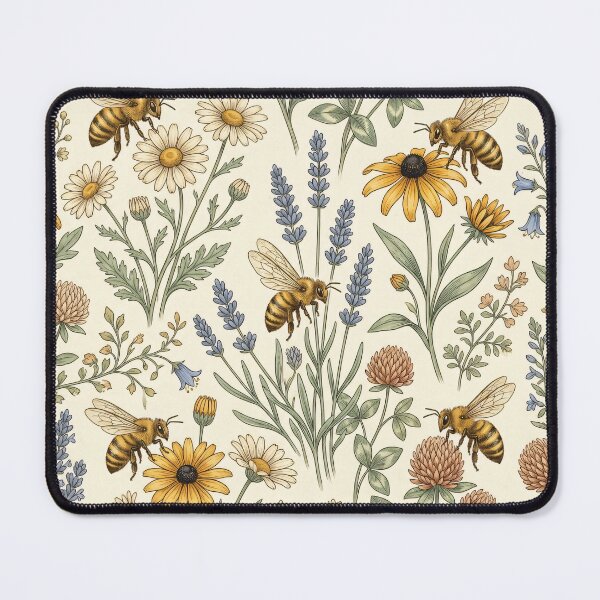Item preview, Vintage Honeybee Wildflower Meadow Seamless Pattern designed and sold by MoonwoodStudio.