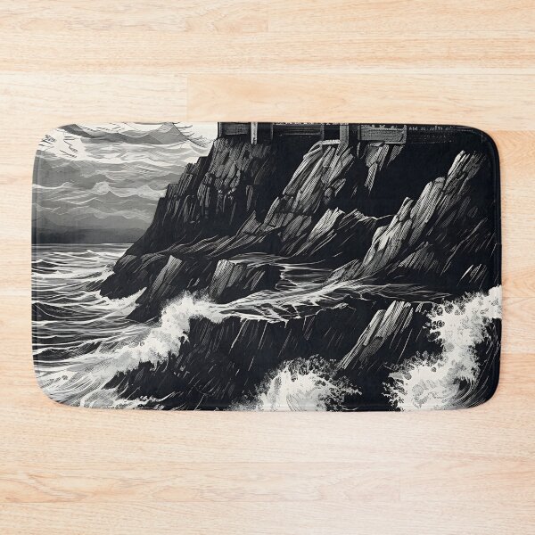 Item preview, Gothic Castle on Cliff Sea Storm Full Moon Vintage Engraving designed and sold by DarkOriginArts.