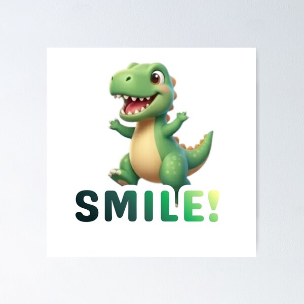 Item preview, SMILE! Happy Chibi Dinosaur Motivational Art designed and sold by Opie-Adn.