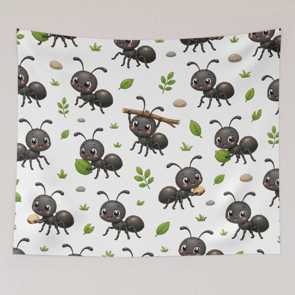 Item preview, Cute Kawaii Ant Adorable Garden Insects Seamless Pattern designed and sold by Seculinator.