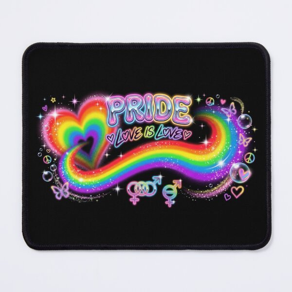 Item preview, Y2K Airbrush Pride Rainbow Heart - Retro Neon Love is Love designed and sold by EraSwayShop.