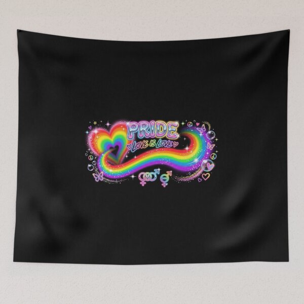 Item preview, Y2K Airbrush Pride Rainbow Heart - Retro Neon Love is Love designed and sold by EraSwayShop.