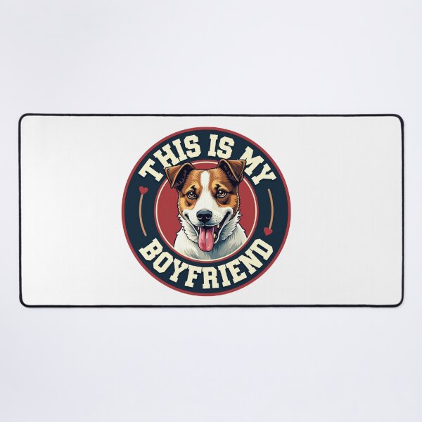 Item preview, Jack Russell Terrier in circular badge with This Is My Boyfriend text designed and sold by Prints by Mat.