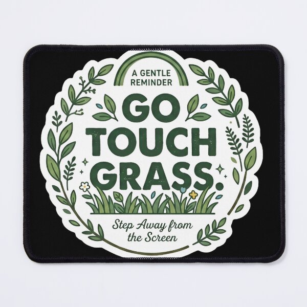 Item preview, Go Touch Grass. A Gentle Reminder. Minimalist Wellness Graphic. Black designed and sold by Rabique.