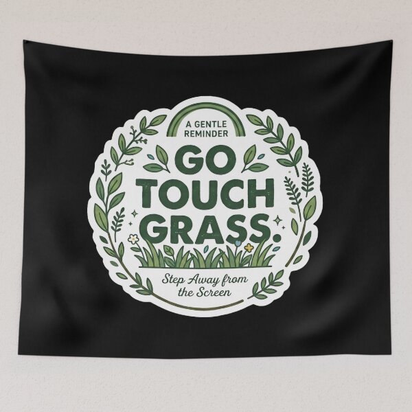 Item preview, Go Touch Grass. A Gentle Reminder. Minimalist Wellness Graphic. Black designed and sold by Rabique.