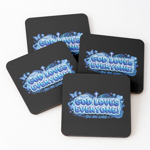 Item preview, God Loves Everyone Y2K Airbrush - Retro Blue Encouragement Graphic designed and sold by EraSwayShop.