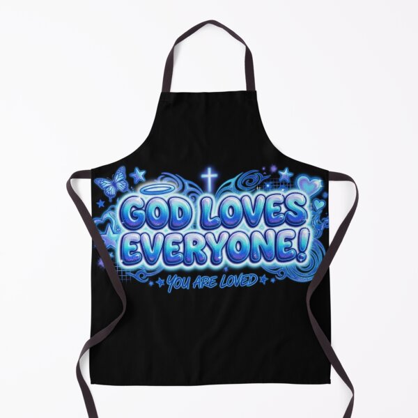 Item preview, God Loves Everyone Y2K Airbrush - Retro Blue Encouragement Graphic designed and sold by EraSwayShop.