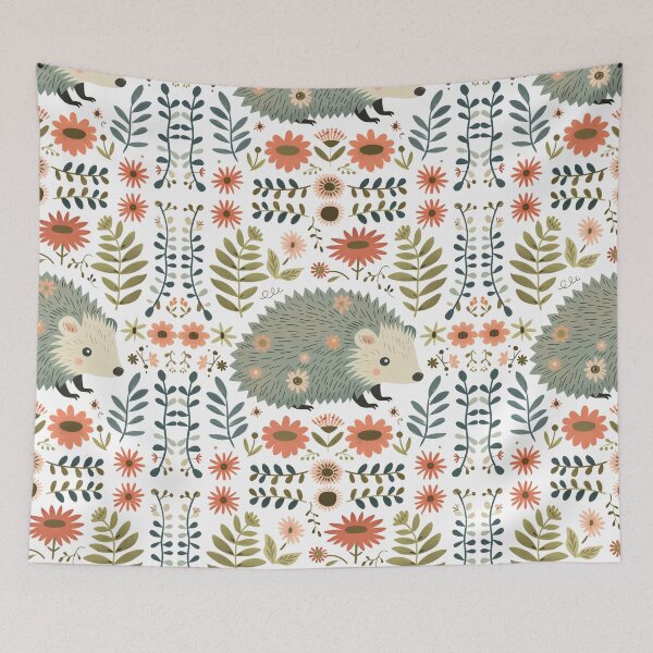 Item preview, Scandinavian Folk Art, Floral Hedgehog  designed and sold by xiao xuans.