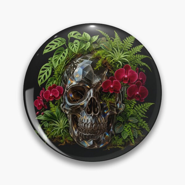 Item preview, Dark Academia Botanical: Smoky Quartz Crystal Skull & Red Orchids designed and sold by krish-prints.