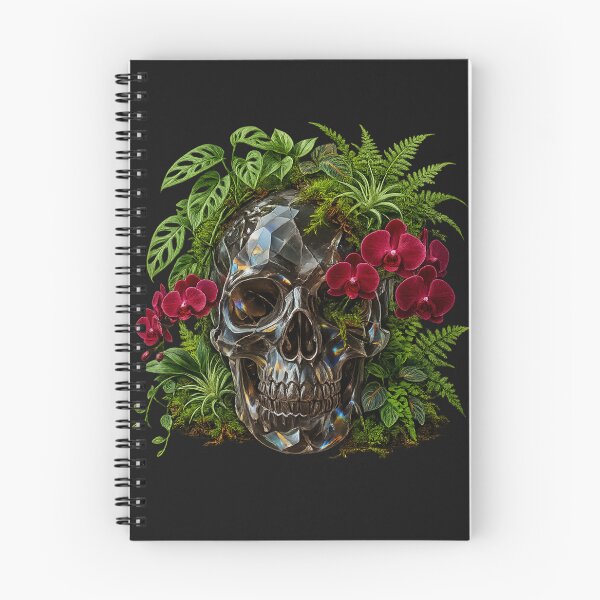 Item preview, Dark Academia Botanical: Smoky Quartz Crystal Skull & Red Orchids designed and sold by krish-prints.