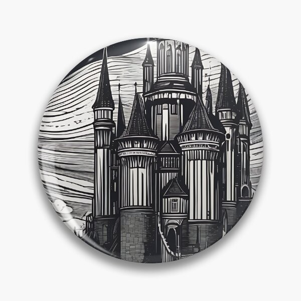 Item preview, Gothic Wizard Castle Starry Night Moon Vintage Engraving designed and sold by DarkOriginArts.
