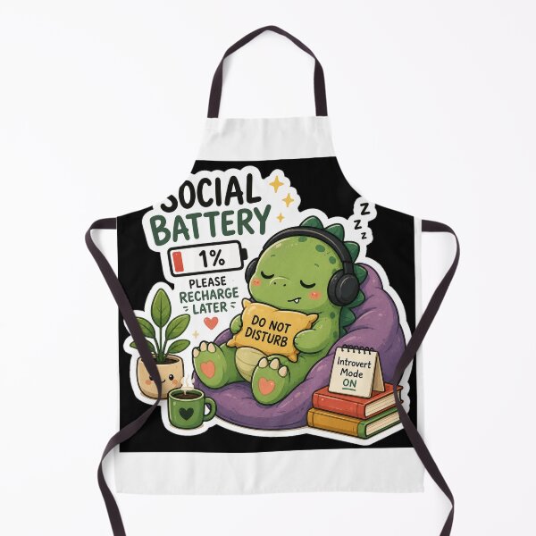 Item preview, Social Battery 1% Dinosaur Sticker designed and sold by NexusPixels.