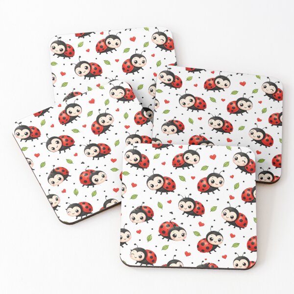 Item preview, Cute Kawaii Ladybug Hearts Adorable Garden Insects Seamless Pattern designed and sold by Seculinator.