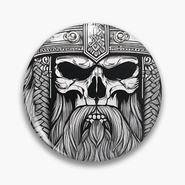 Item preview, Viking Skull in Horned Helmet Norse Mythology Engraving designed and sold by DarkOriginArts.
