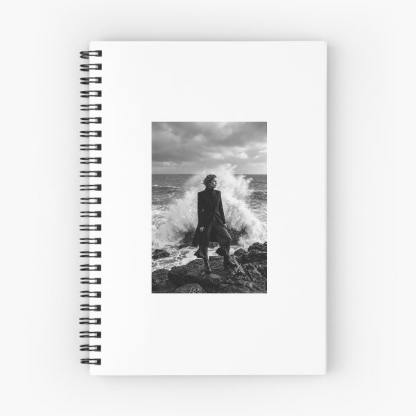 Item preview, Elegant Woman in Black Long Coat on Stormy Coast designed and sold by marianka91.