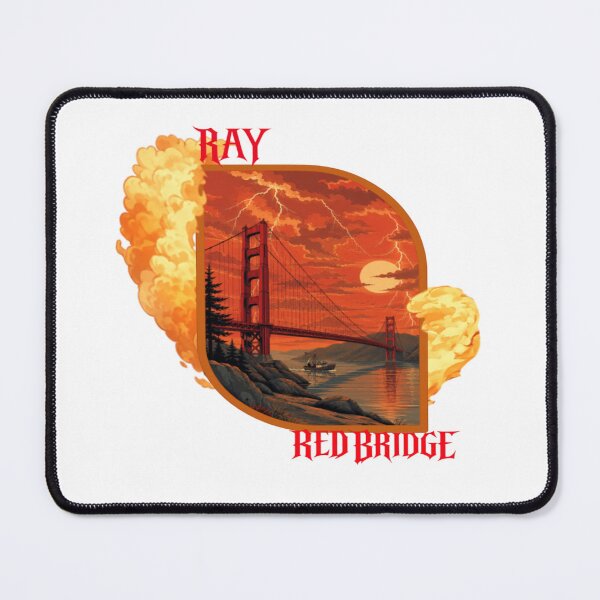 Item preview, RAY Red Bridge Sunset Storm Landscape Art T-Shirt | Golden Gate Inspired Scenic Graphic Tee designed and sold by RAYapparel.