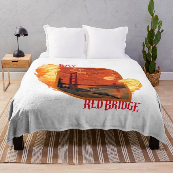 Item preview, RAY Red Bridge Sunset Storm Landscape Art T-Shirt | Golden Gate Inspired Scenic Graphic Tee designed and sold by RAYapparel.