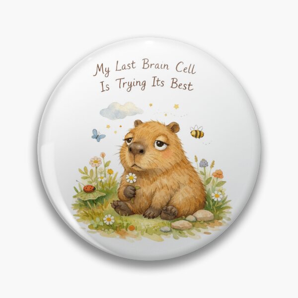 Item preview, My Last Brain Cell Capybara Watercolor Art designed and sold by Print Loft.
