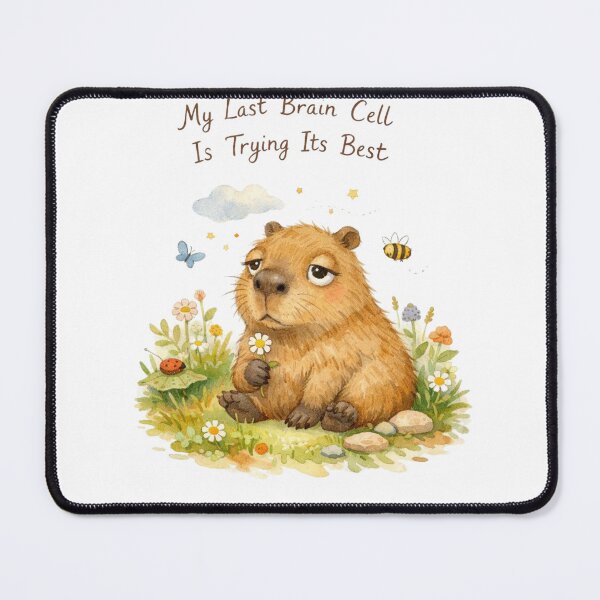 Item preview, My Last Brain Cell Capybara Watercolor Art designed and sold by Print Loft.