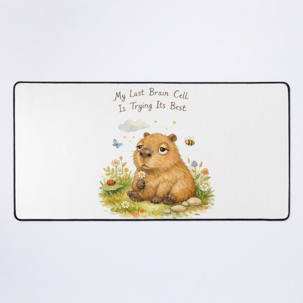 Item preview, My Last Brain Cell Capybara Watercolor Art designed and sold by Print Loft.