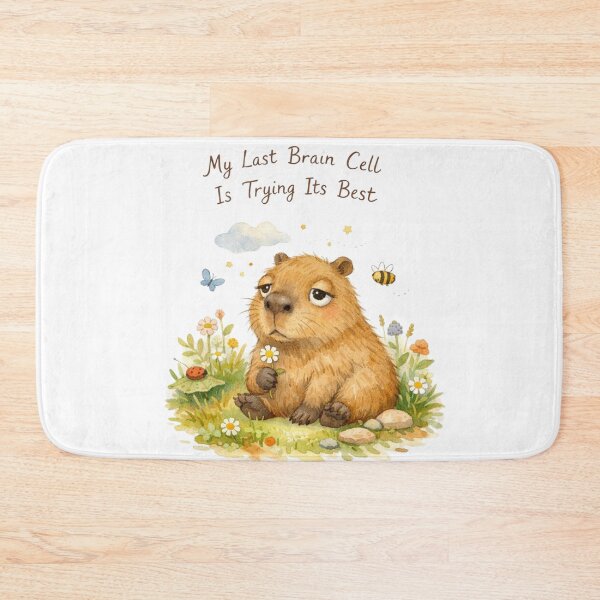 Item preview, My Last Brain Cell Capybara Watercolor Art designed and sold by Print Loft.