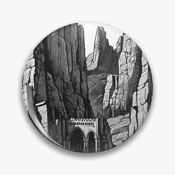Item preview, Gothic Mountain Pass Hidden Castle Gate Vintage Engraving designed and sold by DarkOriginArts.