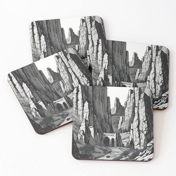Item preview, Gothic Mountain Pass Hidden Castle Gate Vintage Engraving designed and sold by DarkOriginArts.