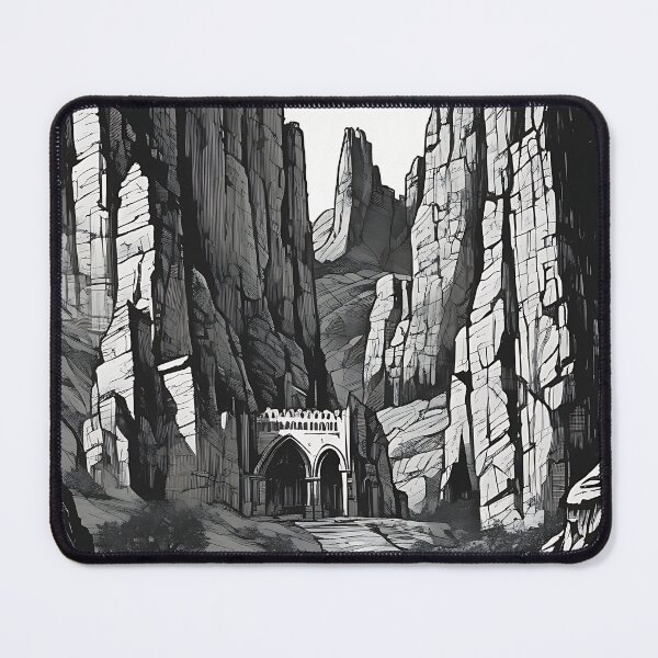 Item preview, Gothic Mountain Pass Hidden Castle Gate Vintage Engraving designed and sold by DarkOriginArts.