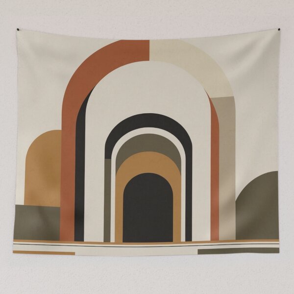 Item preview, Terracotta Mid Century Geometric Arches Print designed and sold by EnmarcArt.