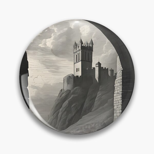 Item preview, Gothic Stone Bridge Medieval Castle Landscape Vintage Engraving designed and sold by DarkOriginArts.