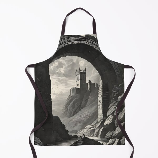 Item preview, Gothic Stone Bridge Medieval Castle Landscape Vintage Engraving designed and sold by DarkOriginArts.