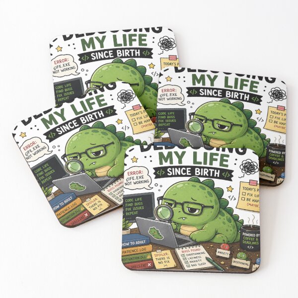 Item preview, Debugging My Life Since Birth Dinosaur Sticker designed and sold by NexusPixels.