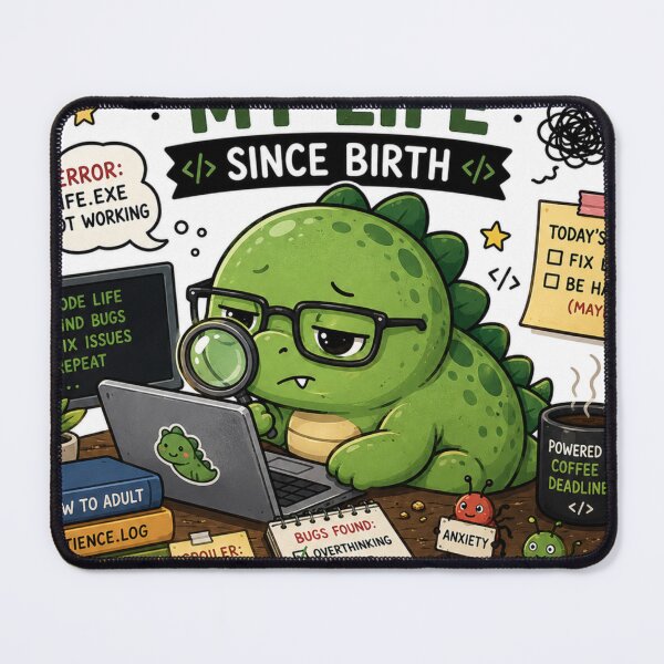 Item preview, Debugging My Life Since Birth Dinosaur Sticker designed and sold by NexusPixels.